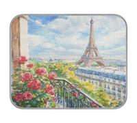 Ewusp Romantic Paris Dog Cooling Mat 50x70 cm Scratch-Resistant Pet Cool Mat Self Cool Ice Silk Bed Pad Summer Cooling Sleeping Pad for Dogs & Cats