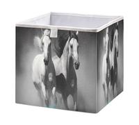 Ewusp Running Horse Cube Storage Boxes 28x28x28 cm Foldable Storage Basket with Handles Closet Organizer Bin Dog Toy Basket Holiday Decorative Basket for Home Office Nursery