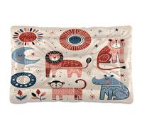 Ewusp Safari Animals Calming Dog Bed for Small Medium Large Pets Washable Dog Crate Mattress Soft and Cozy Pet Bed Floor Pad with Anti-Slip Bottom 91x60x6 cm