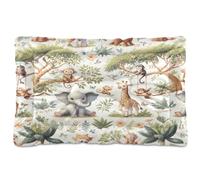 Ewusp Safari Animals Calming Dog Bed for Small Medium Large Pets Washable Dog Crate Mattress Soft and Cozy Pet Bed Floor Pad with Anti-Slip Bottom 60x46x4.5 cm