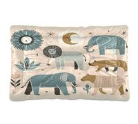 Ewusp Safari Animals Calming Dog Bed for Small Medium Large Pets Washable Dog Crate Mattress Soft and Cozy Pet Bed Floor Pad with Anti-Slip Bottom 60x46x4.5 cm