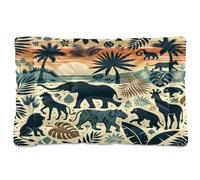 Ewusp Safari Animals Calming Dog Bed for Small Medium Large Pets Washable Dog Crate Mattress Soft and Cozy Pet Bed Floor Pad with Anti-Slip Bottom 91x60x6 cm