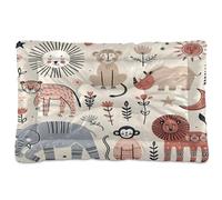 Ewusp Safari Animals Calming Dog Bed for Small Medium Large Pets Washable Dog Crate Mattress Soft and Cozy Pet Bed Floor Pad with Anti-Slip Bottom 60x46x4.5 cm