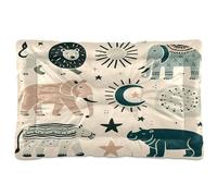Ewusp Safari Animals Calming Dog Bed for Small Medium Large Pets Washable Dog Crate Mattress Soft and Cozy Pet Bed Floor Pad with Anti-Slip Bottom 60x46x4.5 cm