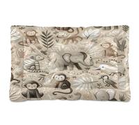 Ewusp Safari Animals Calming Dog Bed for Small Medium Large Pets Washable Dog Crate Mattress Soft and Cozy Pet Bed Floor Pad with Anti-Slip Bottom 91x60x6 cm