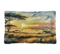 Ewusp Safari Animals Calming Dog Bed for Small Medium Large Pets Washable Dog Crate Mattress Soft and Cozy Pet Bed Floor Pad with Anti-Slip Bottom 91x60x6 cm