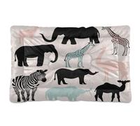 Ewusp Safari Animals Calming Dog Bed for Small Medium Large Pets Washable Dog Crate Mattress Soft and Cozy Pet Bed Floor Pad with Anti-Slip Bottom 91x60x6 cm