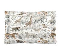 Ewusp Safari Animals Calming Dog Bed for Small Medium Large Pets Washable Dog Crate Mattress Soft and Cozy Pet Bed Floor Pad with Anti-Slip Bottom 91x60x6 cm