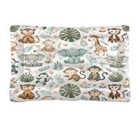Ewusp Safari Animals Calming Dog Bed for Small Medium Large Pets Washable Dog Crate Mattress Soft and Cozy Pet Bed Floor Pad with Anti-Slip Bottom 60x46x4.5 cm