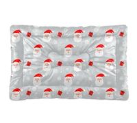 Ewusp Santa's Head and Snowflake Calming Dog Bed for Small Medium Large Pets Washable Dog Crate Mattress Soft and Cozy Pet Bed Floor Pad with Anti-Slip Bottom 60x46x4.5 cm