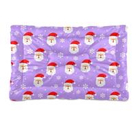 Ewusp Santa's Head and Snowflake Calming Dog Bed for Small Medium Large Pets Washable Dog Crate Mattress Soft and Cozy Pet Bed Floor Pad with Anti-Slip Bottom 60x46x4.5 cm