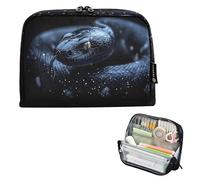 Ewusp Standing Pencil Case Organiser Black Snake Large Capacity Stand Up Pencil Pouch Zippered Pen Bag for School College Office Desk Travel