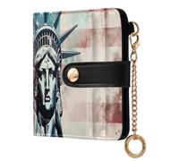Ewusp Statue of America Wallets for Women PU Leather RFID Blocking Clutch Wallet Bifold Compact Ladies Purse with Zipper Coin Pocket & ID Window