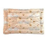 Ewusp Swans Gold Hearts Calming Dog Bed for Small Medium Large Pets Washable Dog Crate Mattress Soft and Cozy Pet Bed Floor Pad with Anti-Slip Bottom 60x46x4.5 cm