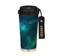 Ewusp Teal Green Galaxy Insulated Coffee Mug 500 ml Stainless Steel Travel Tumbler BPA Free Reusable Vacuum Double Wall Coffee Cup