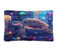 Ewusp Turtles Calming Dog Bed for Small Medium Large Dogs Washable Dog Crate Mattress Soft and Cozy Pet Bed Floor Pad with Anti-Slip Bottom 60x46x4.5 cm