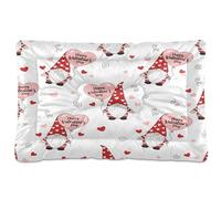 Ewusp Valentine Gnomes Calming Dog Bed for Small Medium Large Pets Washable Dog Crate Mattress Soft and Cozy Pet Bed Floor Pad with Anti-Slip Bottom 91x60x6 cm