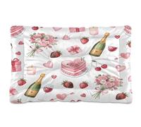 Ewusp Valentine’s Day Elements Calming Dog Bed for Small Medium Large Pets Washable Dog Crate Mattress Soft and Cozy Pet Bed Floor Pad with Anti-Slip Bottom 60x46x4.5 cm