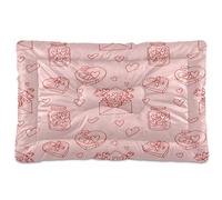 Ewusp Valentine's Day Doodles Calming Dog Bed for Small Medium Large Pets Washable Dog Crate Mattress Soft and Cozy Pet Bed Floor Pad with Anti-Slip Bottom 60x46x4.5 cm
