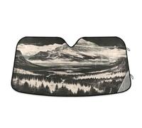 Ewusp Vintage Mountain Car Windscreen Sunshade 140x70cm, Foldable Front Window Sun Visor, Heat & UV Ray Reflector, Universal Accordion Car Shade for SUV, Van, Keeps Vehicle Cool