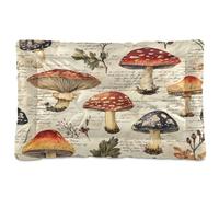 Ewusp Vintage Mushroom Calming Dog Bed for Small Medium Large Pets Washable Dog Crate Mattress Soft and Cozy Pet Bed Floor Pad with Anti-Slip Bottom 60x46x4.5 cm
