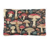 Ewusp Vintage Mushrooms Calming Dog Bed for Small Medium Large Dogs Washable Dog Crate Mattress Soft and Cozy Pet Bed Floor Pad with Anti-Slip Bottom 60x46x4.5 cm