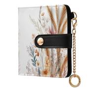 Ewusp Vintage Reed Flower Wallets for Women PU Leather RFID Blocking Clutch Wallet Bifold Compact Ladies Purse with Zipper Coin Pocket & ID Window