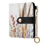 Ewusp Vintage Reed Flower Wallets for Women PU Leather RFID Blocking Clutch Wallet Bifold Compact Ladies Purse with Zipper Coin Pocket & ID Window
