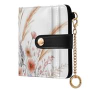 Ewusp Vintage Reed Flower Wallets for Women PU Leather RFID Blocking Clutch Wallet Bifold Compact Ladies Purse with Zipper Coin Pocket & ID Window