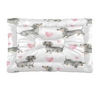 Ewusp Watercolor Dachshund Dogs Calming Dog Bed for Small Medium Large Pets Washable Dog Crate Mattress Soft and Cozy Pet Bed Floor Pad with Anti-Slip Bottom 91x60x6 cm