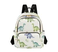 Ewusp Watercolor Dinosaurs Mini Backpack Purse for Women, Quilted Small Fashion Backpacks Lightweight Casual Travel Daypack