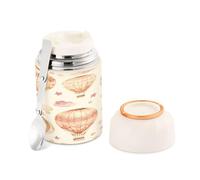 Ewusp Watercolor Hot Air Balloons Food Flask for Adults 500ml Stainless Steel Double Walled Vacuum Insulated Food Jar with Folding Spoon BPA Free Leakproof Soup Container