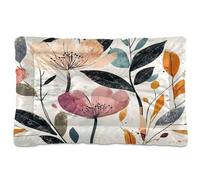 Ewusp Watercolour Flowers Calming Dog Bed for Small Medium Large Dogs Washable Dog Crate Mattress Soft and Cozy Pet Bed Floor Pad with Anti-Slip Bottom 91x60x6 cm