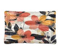 Ewusp Watercolour Flowers Calming Dog Bed for Small Medium Large Dogs Washable Dog Crate Mattress Soft and Cozy Pet Bed Floor Pad with Anti-Slip Bottom 91x60x6 cm