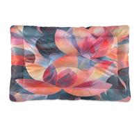 Ewusp Watercolour Lotus Calming Dog Bed for Small Medium Large Dogs Washable Dog Crate Mattress Soft and Cozy Pet Bed Floor Pad with Anti-Slip Bottom 91x60x6 cm