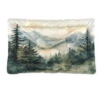Ewusp Watercolour Mountains Calming Dog Bed for Small Medium Large Dogs Washable Dog Crate Mattress Soft and Cozy Pet Bed Floor Pad with Anti-Slip Bottom 91x60x6 cm