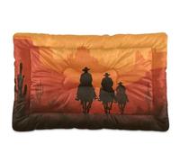 Ewusp Western Cowboys Calming Dog Bed for Small Medium Large Pets Washable Dog Crate Mattress Soft and Cozy Pet Bed Floor Pad with Anti-Slip Bottom 60x46x4.5 cm