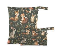 Ewusp Wet Dry Bags for Baby Cloth Mushroom Rabbit Waterproof Reusable Wet Bags with 2 Zippered Pockets for Travel Beach Pool Stroller Gym Swimsuits Wet Clothes (2 Pack)