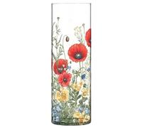 Ewusp Wildflowers Poppy Plastic Vase for Flowers 10x30 cm Cylinder Vase Modern Tall Flower Vase for Home Office Wedding Decoration