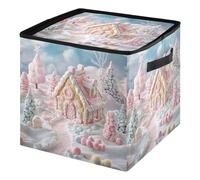 Ewusp Winter Fantasy Town Christmas Bauble Storage Box Xmas Ornament Storage Box with Zipper and Adjustable Dividers Xmas Ornaments Organizer Holds 64 Holiday Decoration