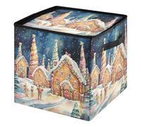 Ewusp Winter Fantasy Town Christmas Bauble Storage Box Xmas Ornament Storage Box with Zipper and Adjustable Dividers Xmas Ornaments Organizer Holds 64 Holiday Decoration