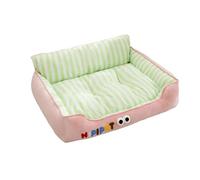 EWUYKMC Spring and summer dog stripes, fresh and cute big eyes, cute backrest dog bed, cat sofa for all seasons, S:45 * 35cm