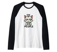 EWW! PEOPLE - Funny Kitty EWW People Kitten Cat With Coffee Raglan Baseball Tee