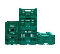 EWWIG Collapsible Mesh Storage Crates - Stackable Foldable Bin with Handles for Harvest, Produce Display, Farm, Home, Car & Transport(3 pack,40x30x14CM)