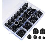 Ewwtrey 145 Pcs Screws Bolt Covers Caps, Hex Head Dome Bolt Covers, Plastic Screw Caps Cover, Hexagonal Screw Bolts Cover Protection Cap for Matching Screws, M4 M5 M6 M8 M10 M12 (Black)