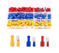 Ewwtrey 200 Pcs Car Electrical Connectors, 0.5-6.0mm² Wire Connectors, Male and Female Spade Connectors, Electrical Wire Crimp Connectors, Cable Crimps Terminal Connectors, Cable Connectors, AWG 22-10