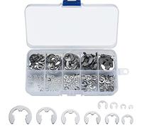 Ewwtrey 200 Pcs E-Clip Circlip External Retaining Rings, E-Clips Assortment Kit, 10 Sizes Stainless Steel External Circlip Snap Rings Retaining Clips Set - M1.5/M2/M3/M4/M5/M6/M7/M8/M9/M10