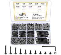 Ewwtrey 520 Pcs M4 Screws Set, Countersunk Hex Socket Head Cap Screws and Nuts Set, M4 Bolts and Nuts Assortment, Hexagonal Flat Head Machine Screw, with Wrench
