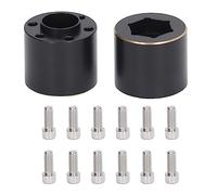 Ewxdghy 2Pcs 1.9 2.2 Inch Wheel Hex Hub Widen Adapter, Brass Black Wheel Rim Adapter for RC Car, Heavy Counterweight Design with Chamfered Edges, Compatible with Axial SCX10 Capra VS4 10 G (18.5mm)