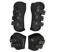 Ewxdghy Horse Front Hind Leg Boots, Shock Absorption Breathable Open Front PU Shell Horse Tendon Boots, Professional Jumping Show Riding Leg Guards with Neoprene Lining Large Size 1.69 X